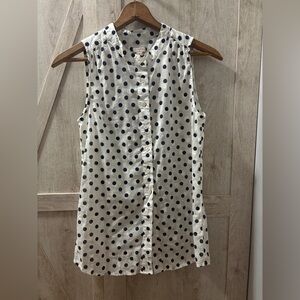 J.Crew Black & White Polka Dot Sleeveless Blouse – Size 4